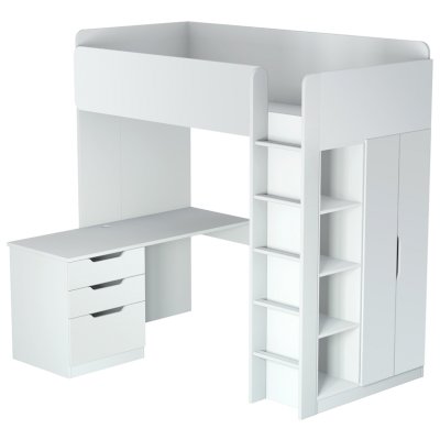 Кровать-чердак с письменным столом и шкафом Simple (Polini)